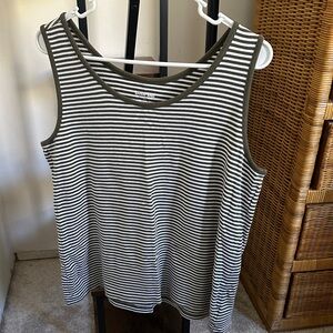 Lands' End Black and White Striped Tank Top